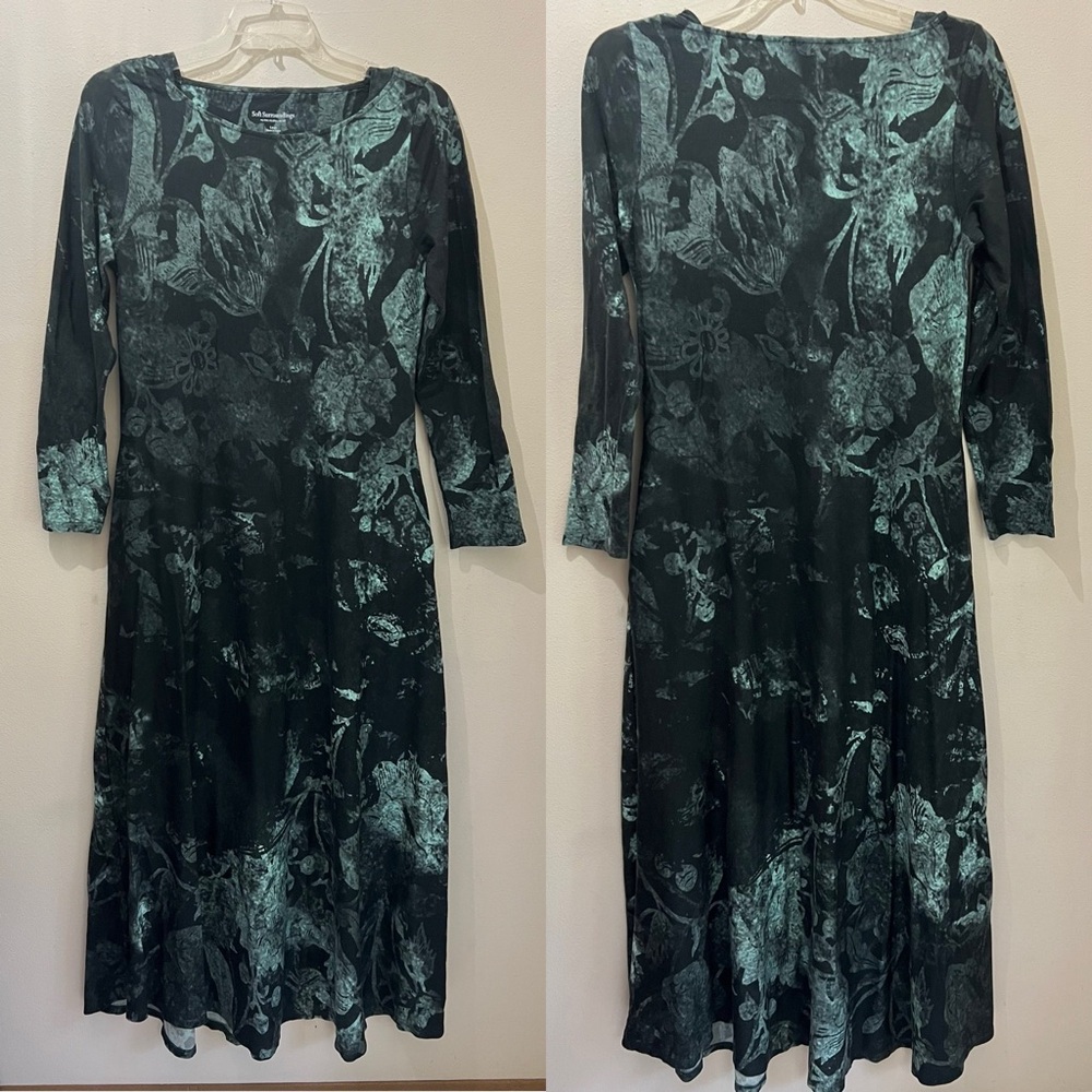 Soft Surroundings Green Print Dress Size Large